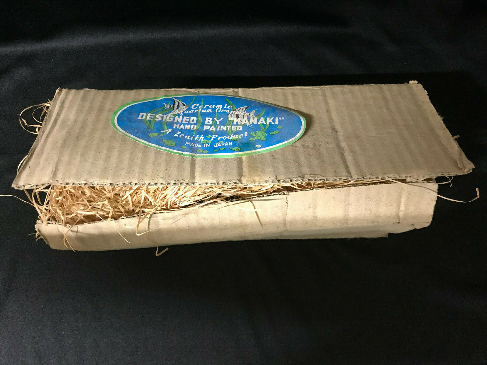 New Vintage Ceramic Tall Green Pagoda Fish Aquarium Decor Japan Zenith