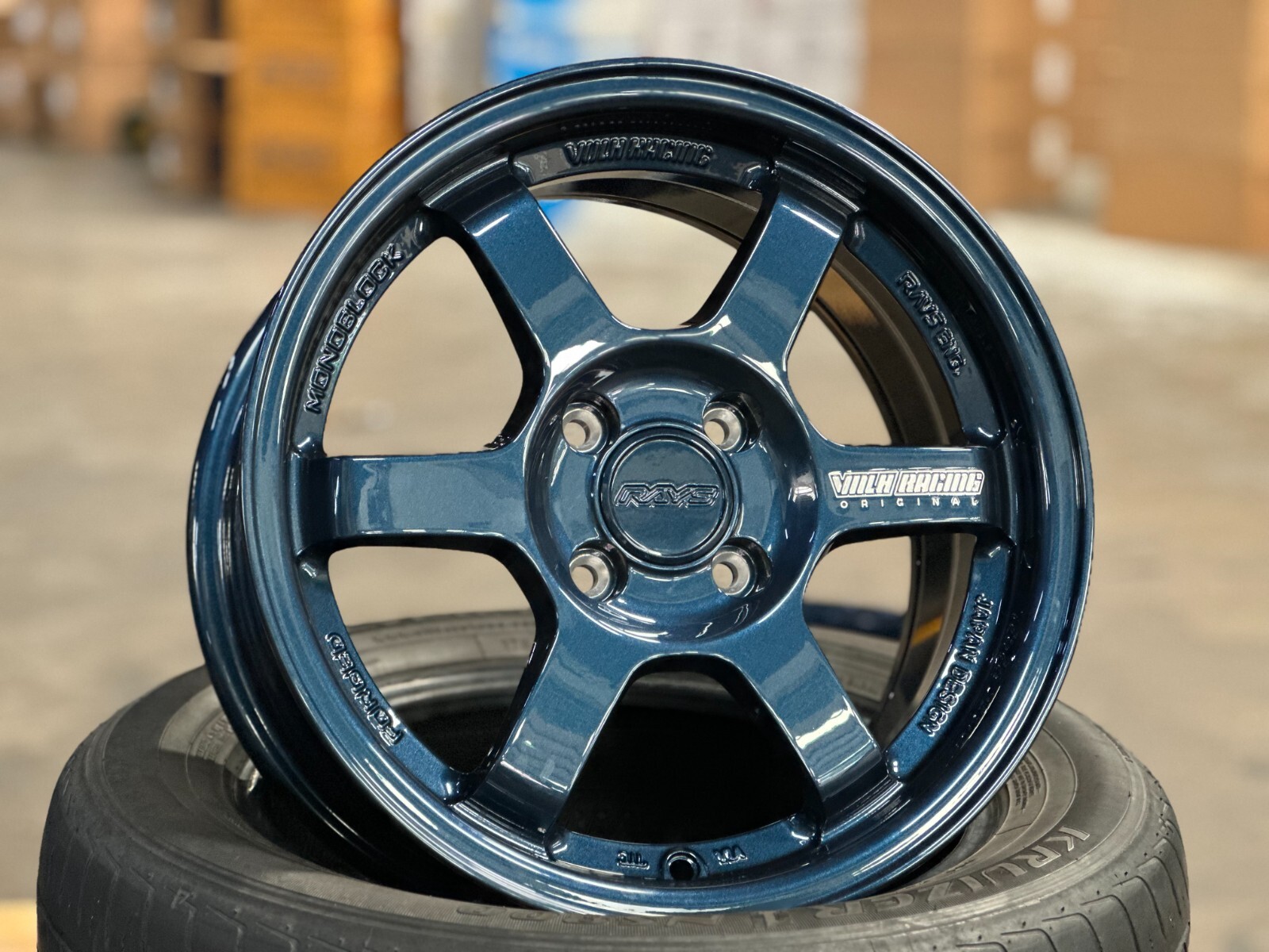 ✨️限定値下げ✨️ TE37風 +YOKOHAMA BlueEarth 4本セット NEW! 4x100 (4 Wheels) 15x7J AOW TE37 BLUE Flow Formed Fit