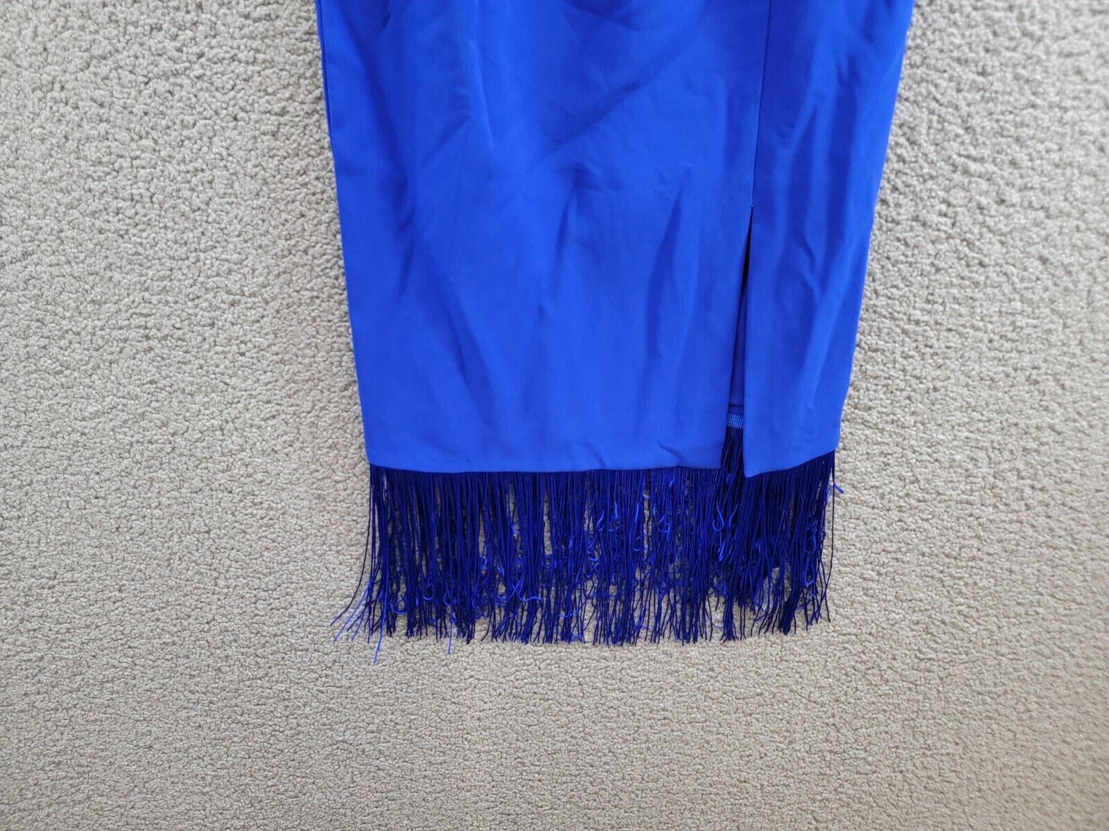 Aidan by Adrianna Papell Fringed-Hem Midi Sheath Dress Women's 2 Royal Sapphire~ - Picture 4 of 17