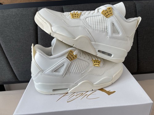 Pre-owned Jordan Size 11.5w/10m- Air  4 Retro Metallic Gold W In White