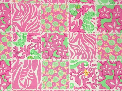 Preppy Pink Green Nautical Beach Lilly Pulitzer Carry On Patch Fabric 59x36