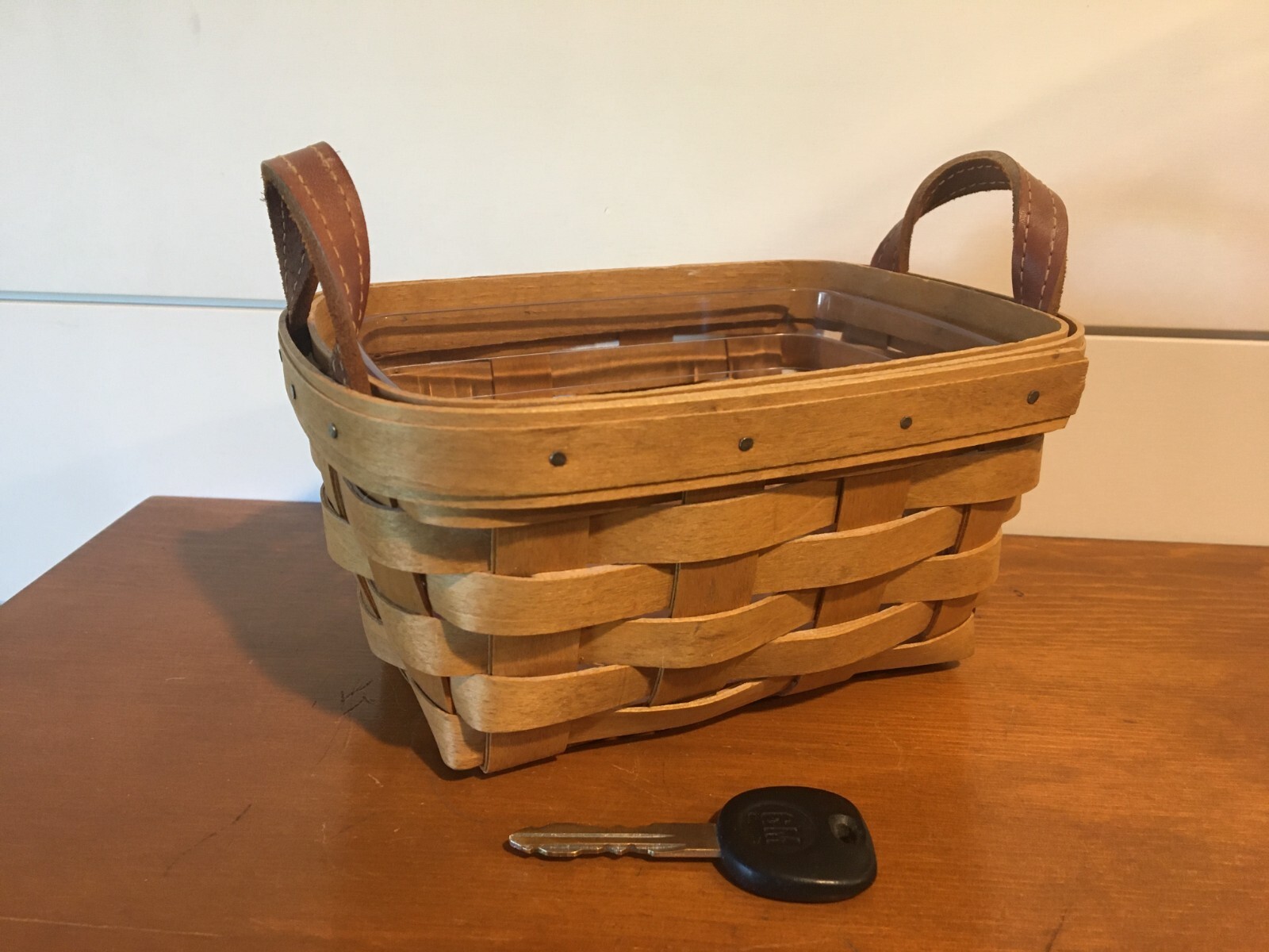 Longaberger Small Basket with Leather Handles and Protector Longaberger Small Basket with Leather Handles and Protector