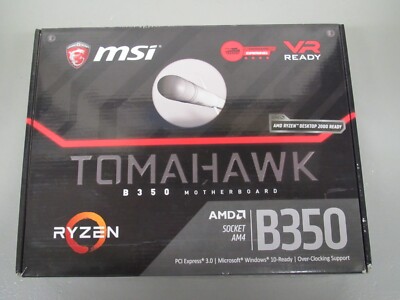 AMD MSI B350 TOMAHAWK  AM4 Motherboard Ryzen Compatible New opened box.