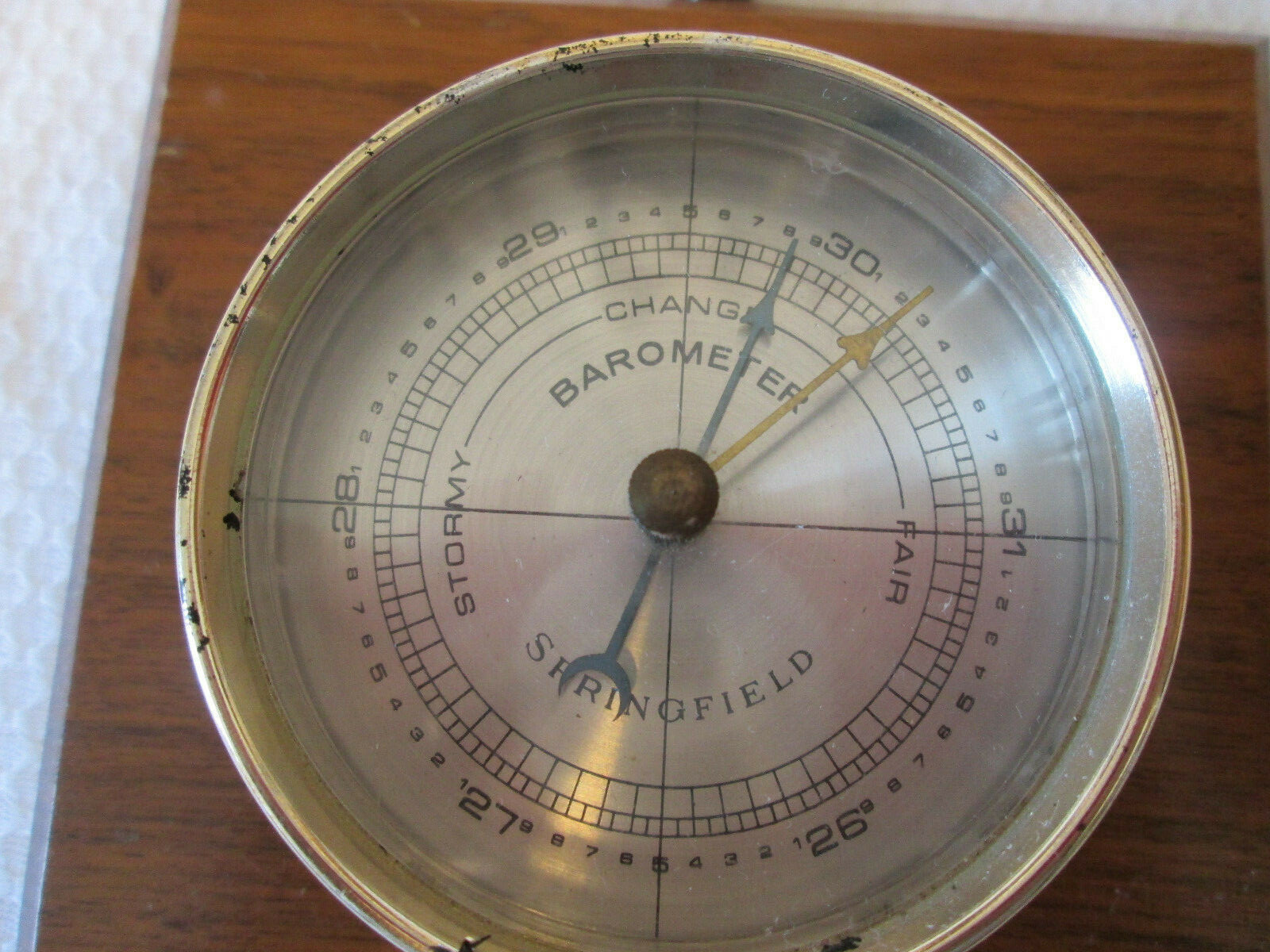 Vintage Springfield  New Jersey Barometer  Wood Base
