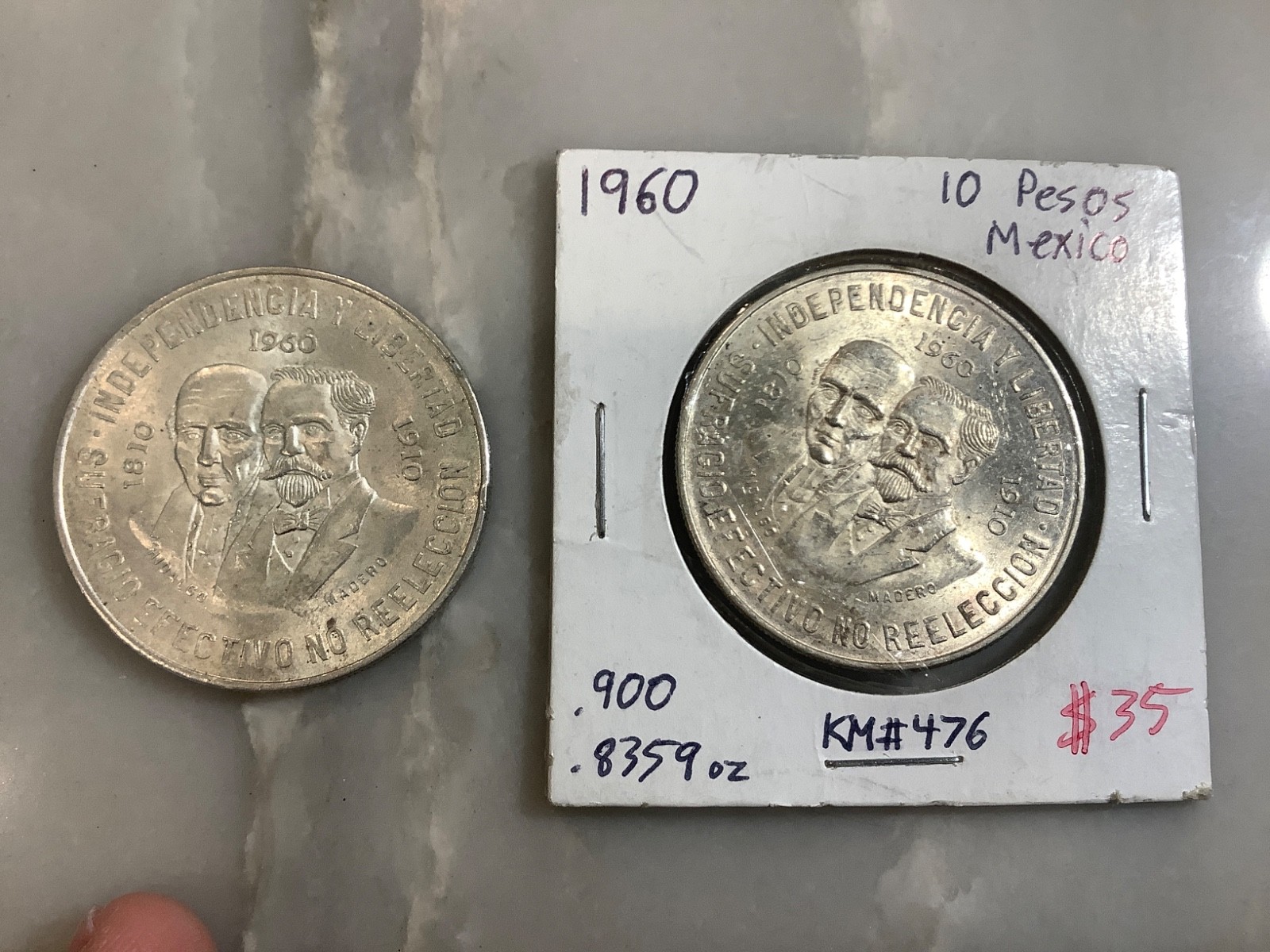 2 coins 1960 Mexico 10 Pesos 28.888G Silver 0.900 -War Of