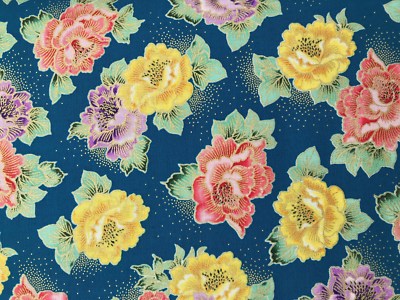 Empress Roses Teal Quilt Fabric - Free Shipping - 1 Yard