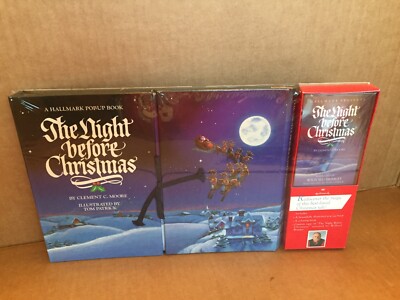 1988 Hallmark Night Before Christmas Pop Up Coloring Book Cassette Tape -SEALED-