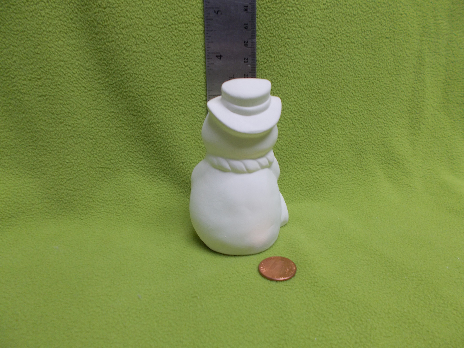 Ceramic Bisque Christmas Snowman w/broom and hat-3 1/2