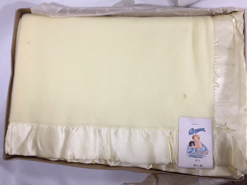 NOS 2 Vintage BEACON BABY BLANKET in Orig Box Satin Binding 36x50