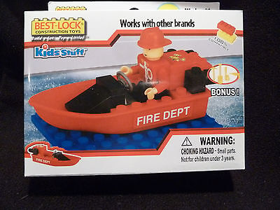 NEW Best Lock Construction Toys Kids Stuff Fireman with Red Boat - Building Toy