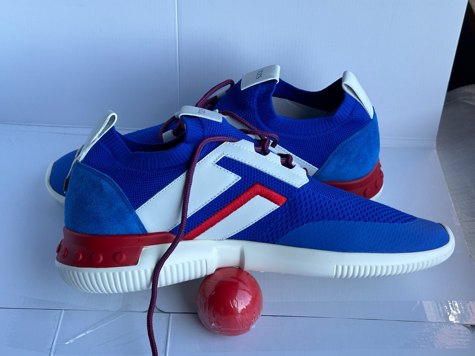 Pre-owned Tod's $875.00  No_code Men's Knit Tech Fabric & Leather Sneakers Size 10us/43eu In Multicolor