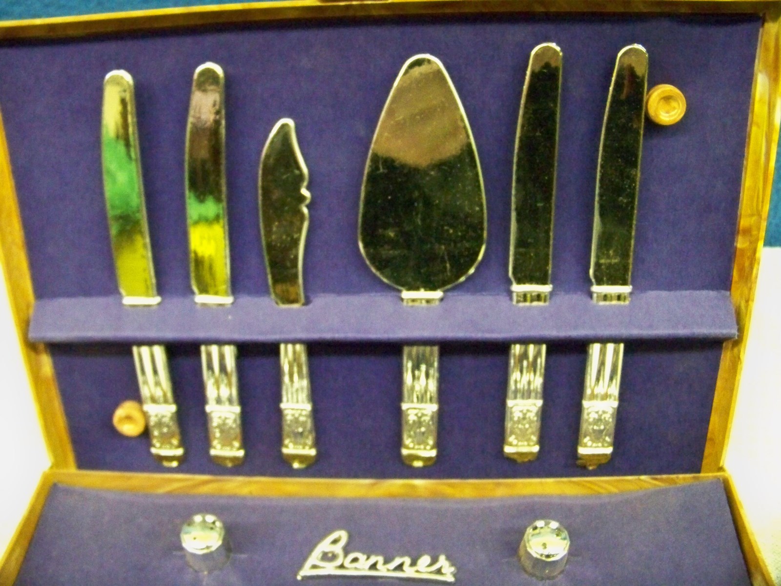 BANNER METALTONE child's toy play plastic silverware flatware set marble-like