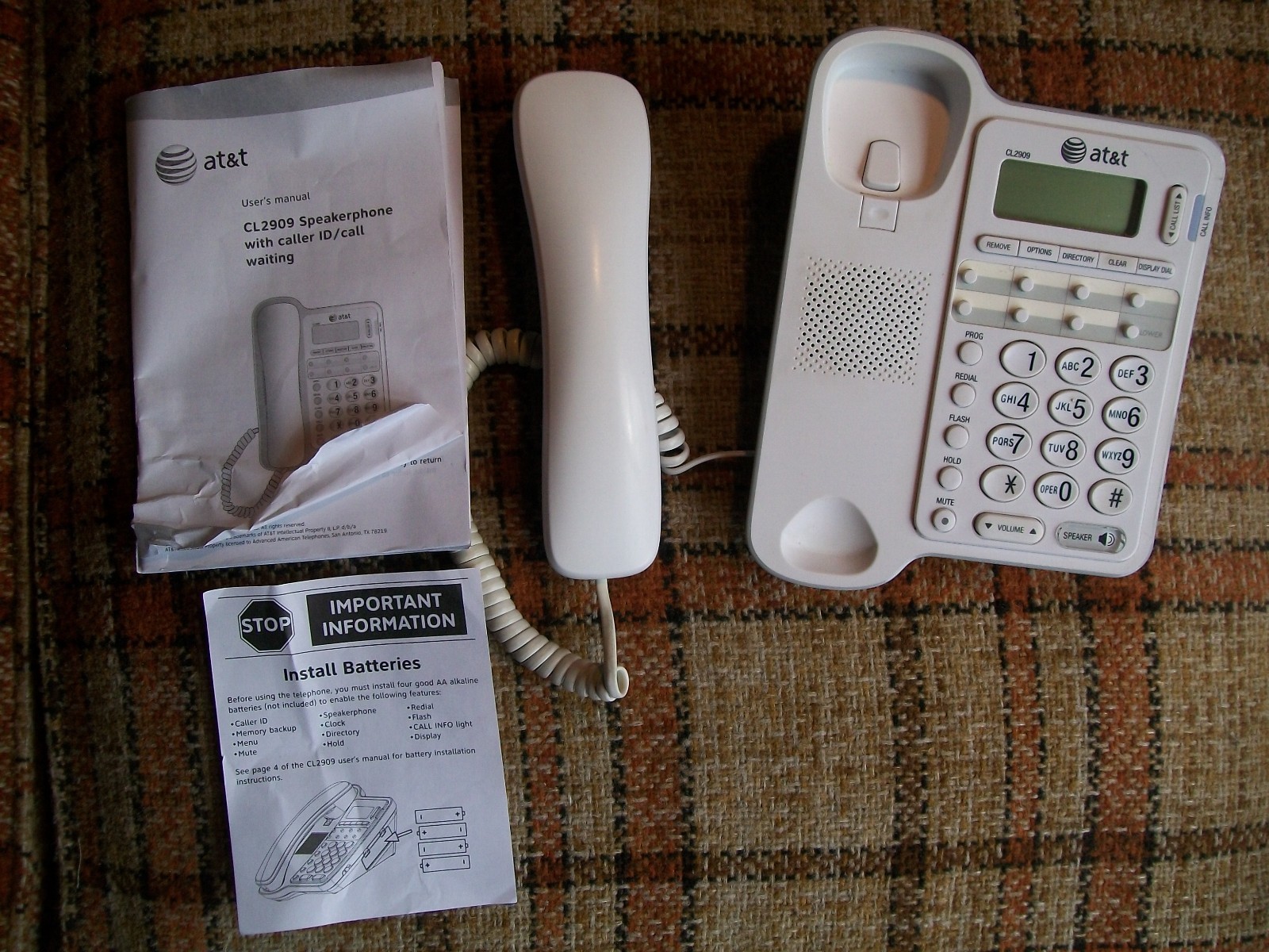 AT&T Corded Speakerphone w Owners Manual CL2909