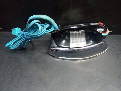 Vintage 1960's GE General Electric Chrome Steam Iron H2F63 TESTED Blue Wire