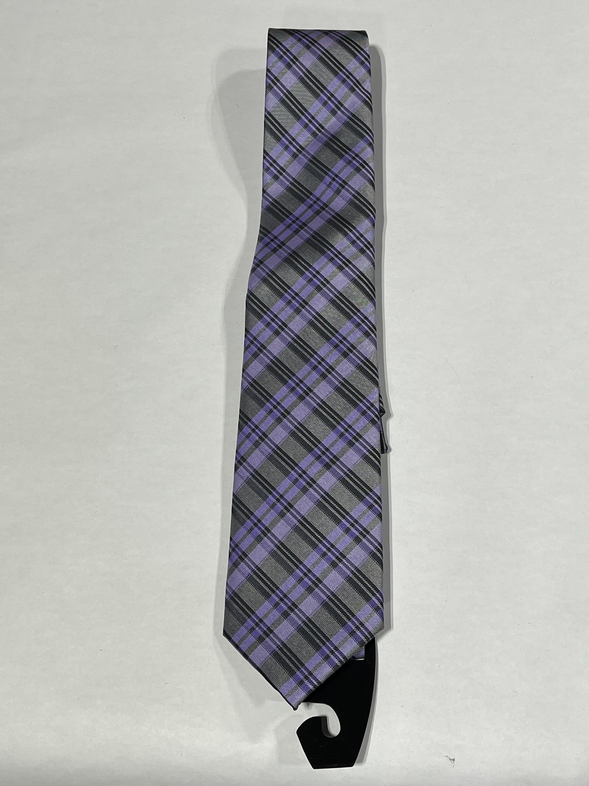 Mens Gianfranco Purple Plaid Tie With Matching Pocket Square NEW