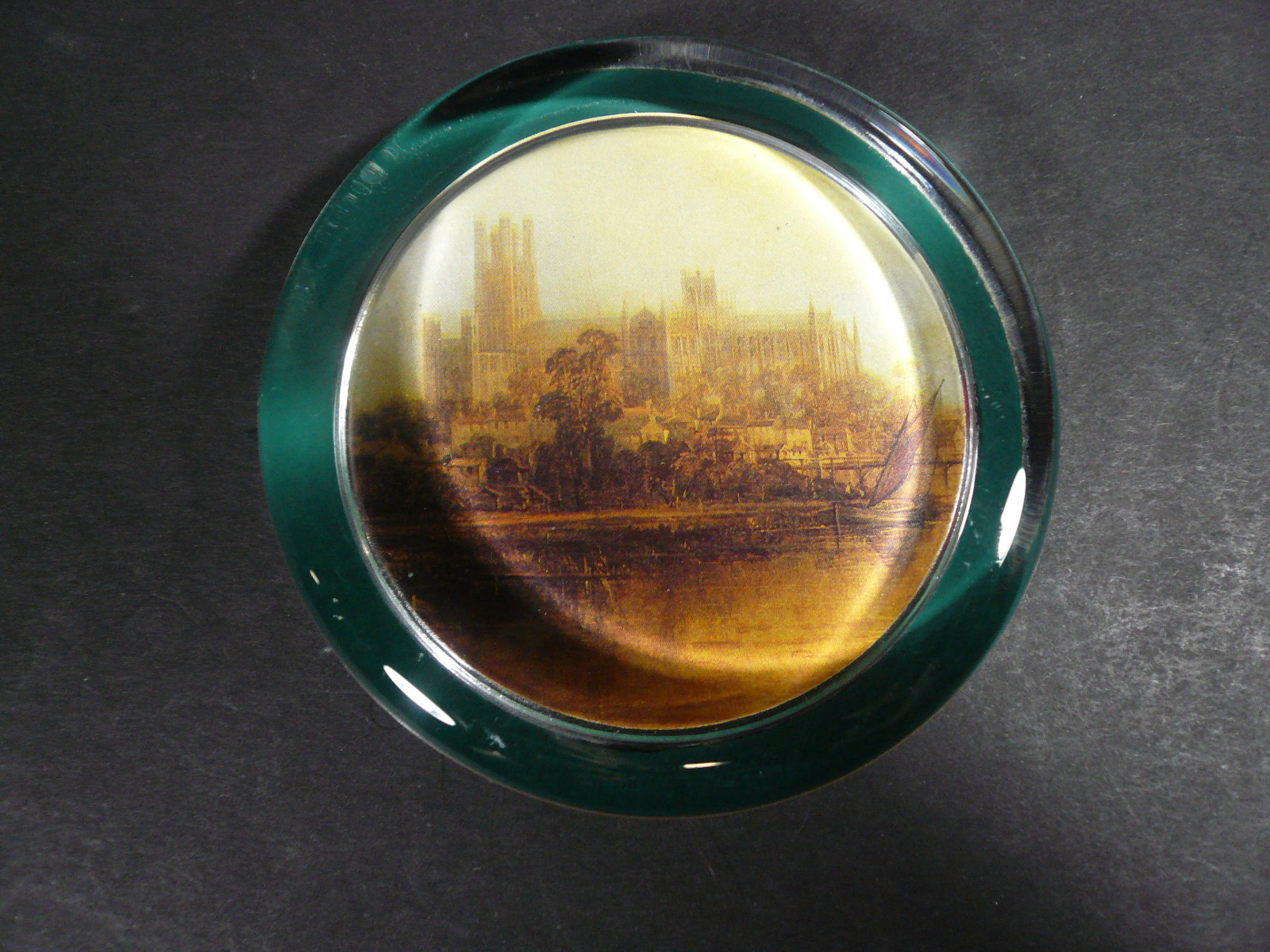 Vintage Mid Century Notre Dame Glass Desk Paperweight