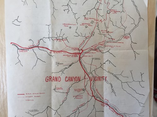 Antique map Grand Canyon AZ and Vicinity Hiking Walking Trails roads ca. 1912