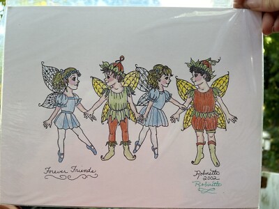 Forever Friends Fairy 4  Faeries  Signed Print 11 x 8.5''  Vintage