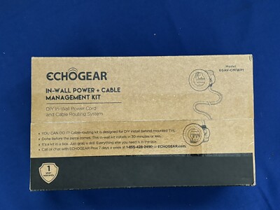 EchoGear DIY In Wall Power Cord Cable Routing System Management Kit SEALED