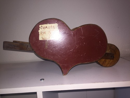 Shelf Decor or Prop for Bears or Larger Dolls Wooden Wheel Barrow Heart Shaped