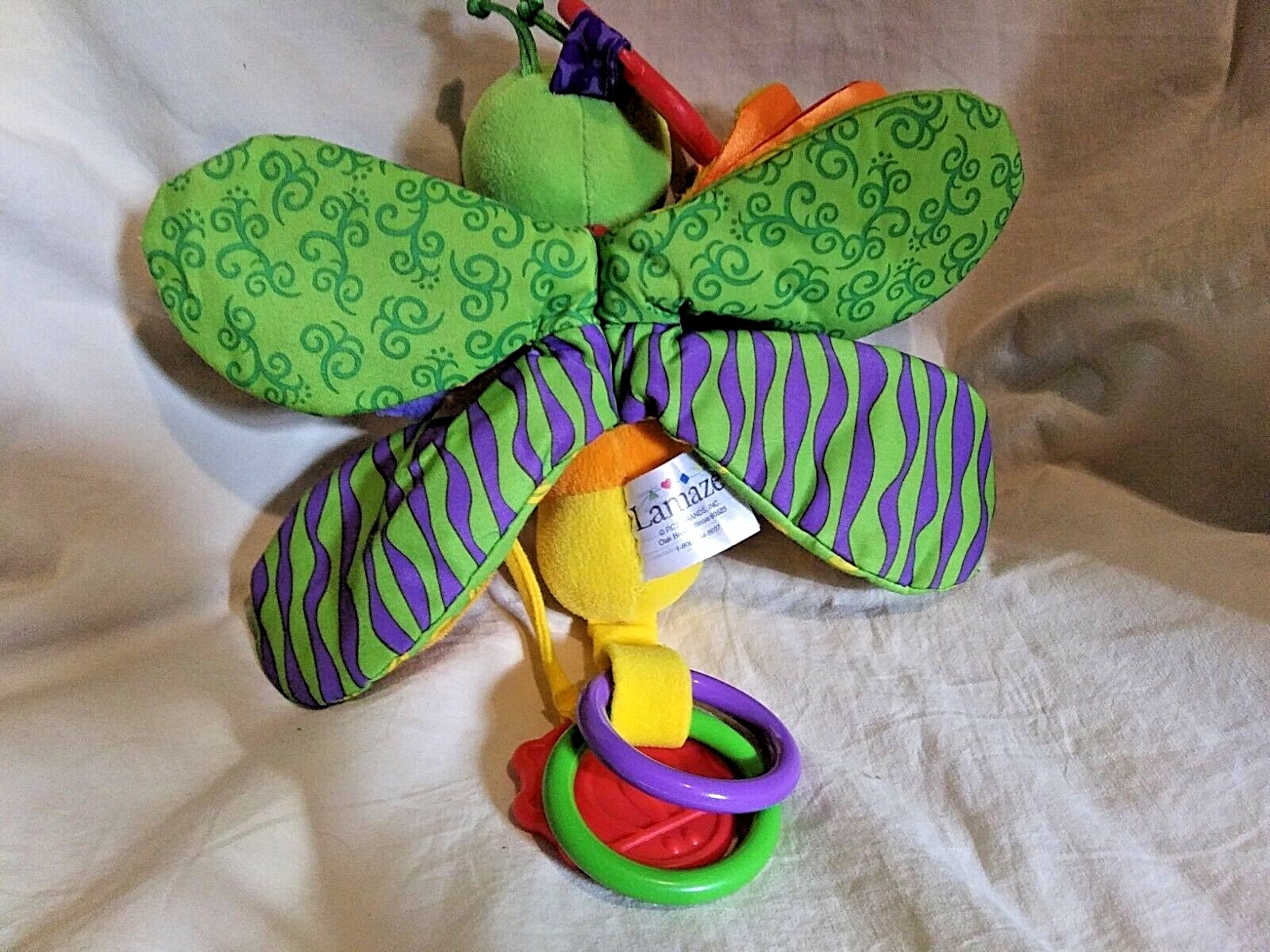 Lamaze Butterfly Hanging Baby Plush Crib Toy Green Crinkles Rattles Squeaks