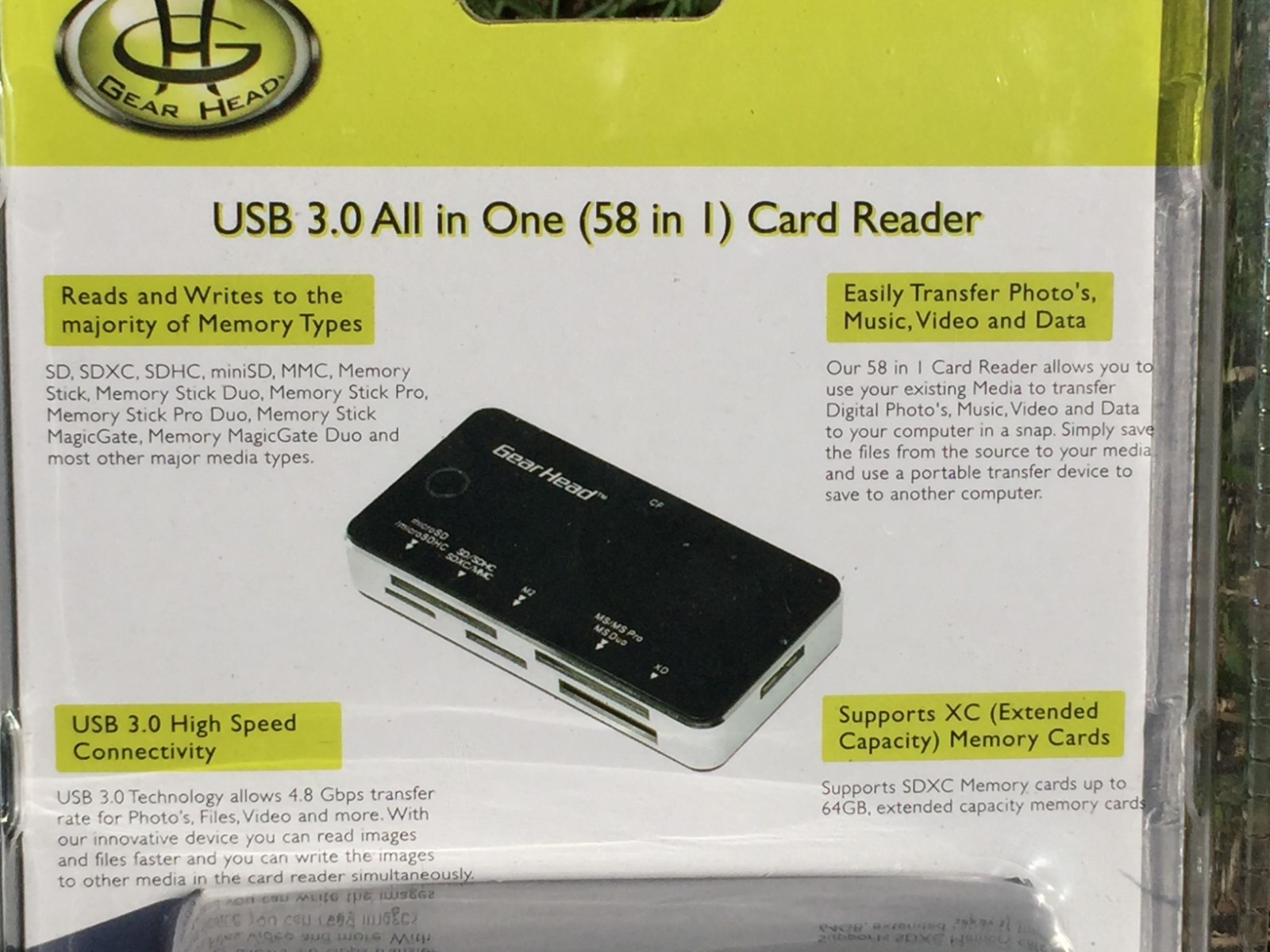 Gear Head 58 in 1 Card Reader USB 3.0 Transfer rate 4.8 Gbps USB Card reader 3.0
