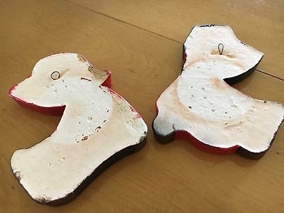 Vintage Chalkware Boy & Girl w/Bonnett Wall Hanging Plaques