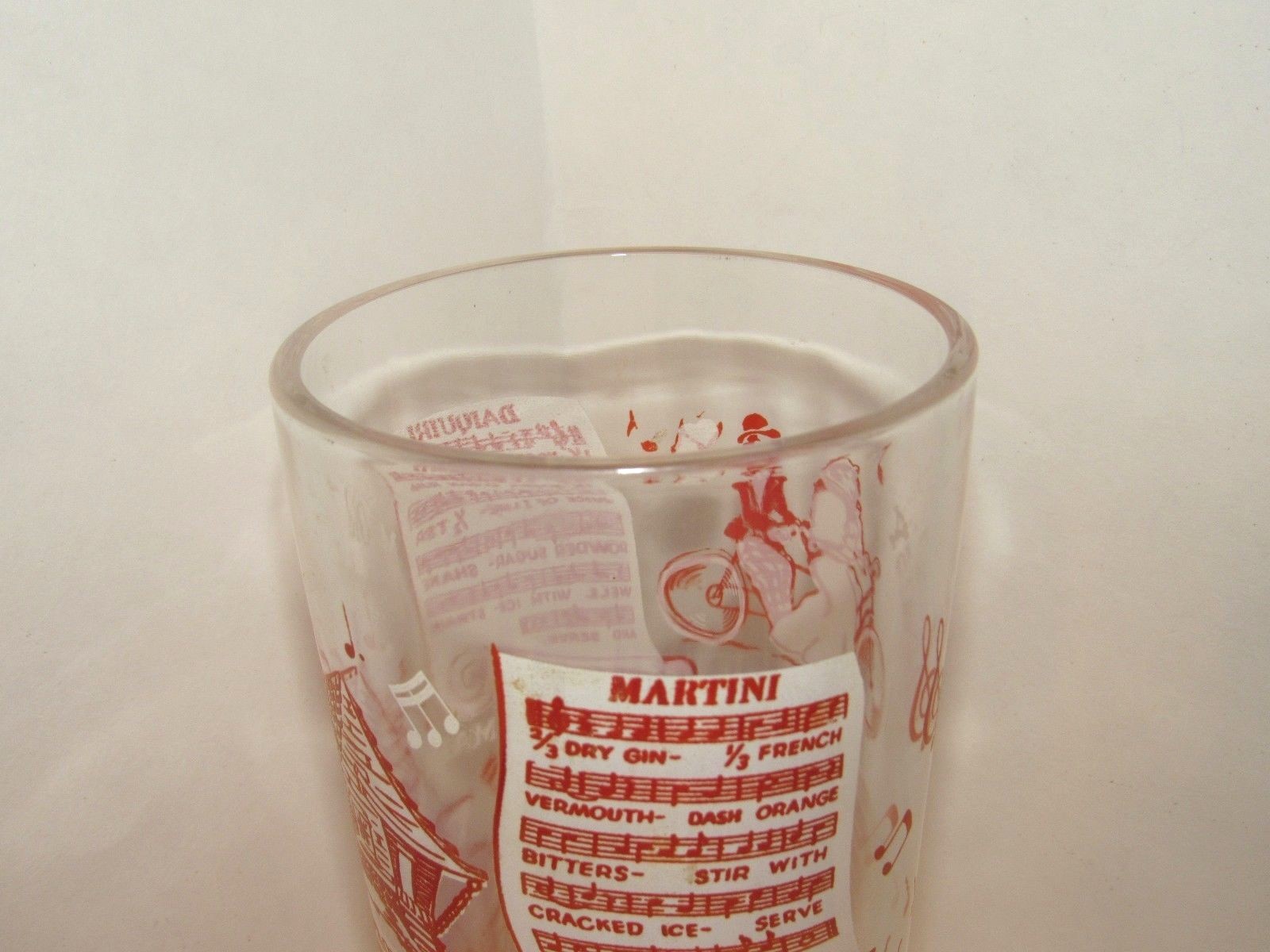 Cocktail Shaker Glass Drink Mixer w/ Recipes Songs Martini Manhattan Barware