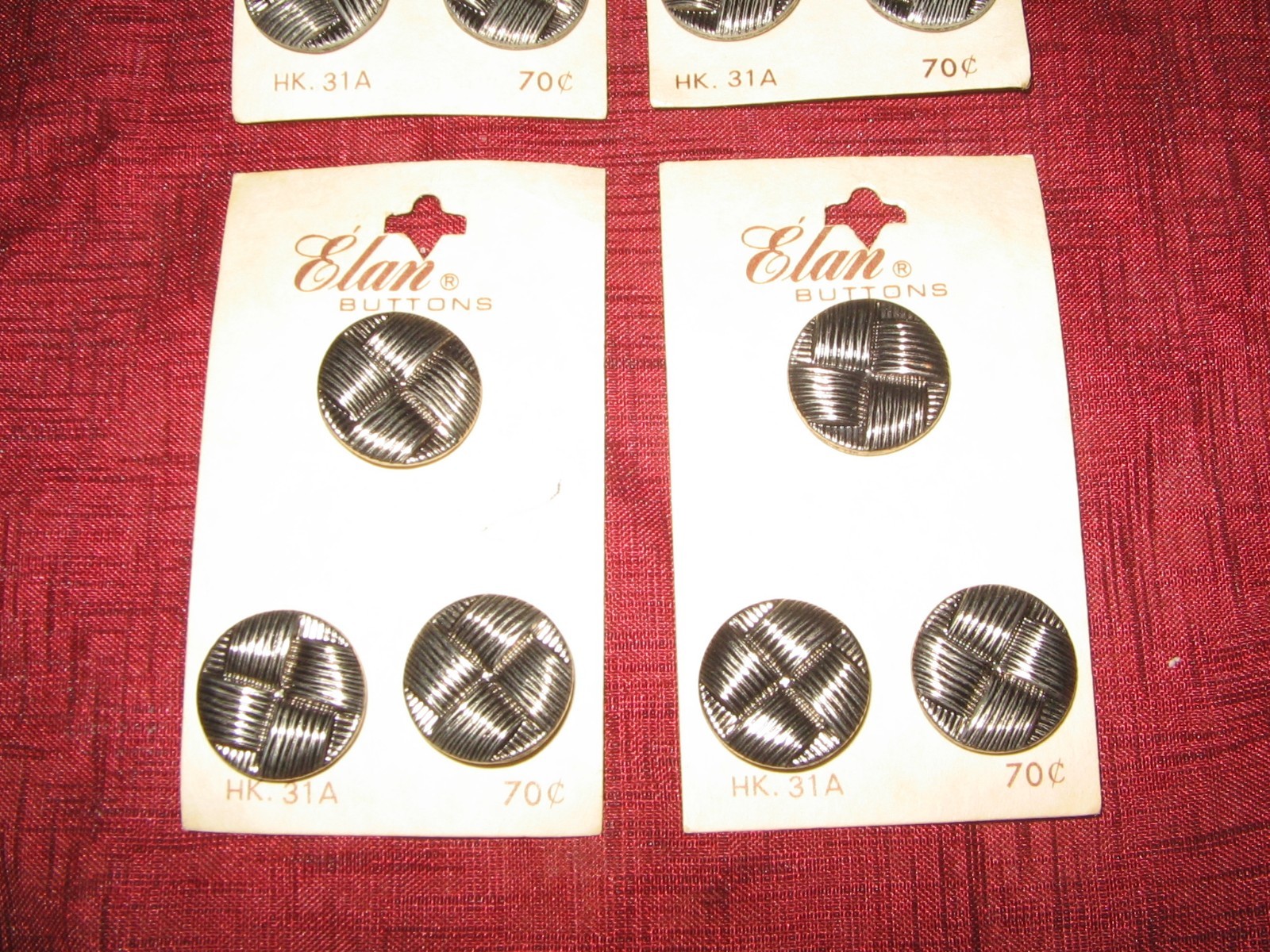 Vintage Buttons METAL ELAN LOT OF 15 - 5 CARDS OF 3 3/4 INCH WEAVE PATTERN