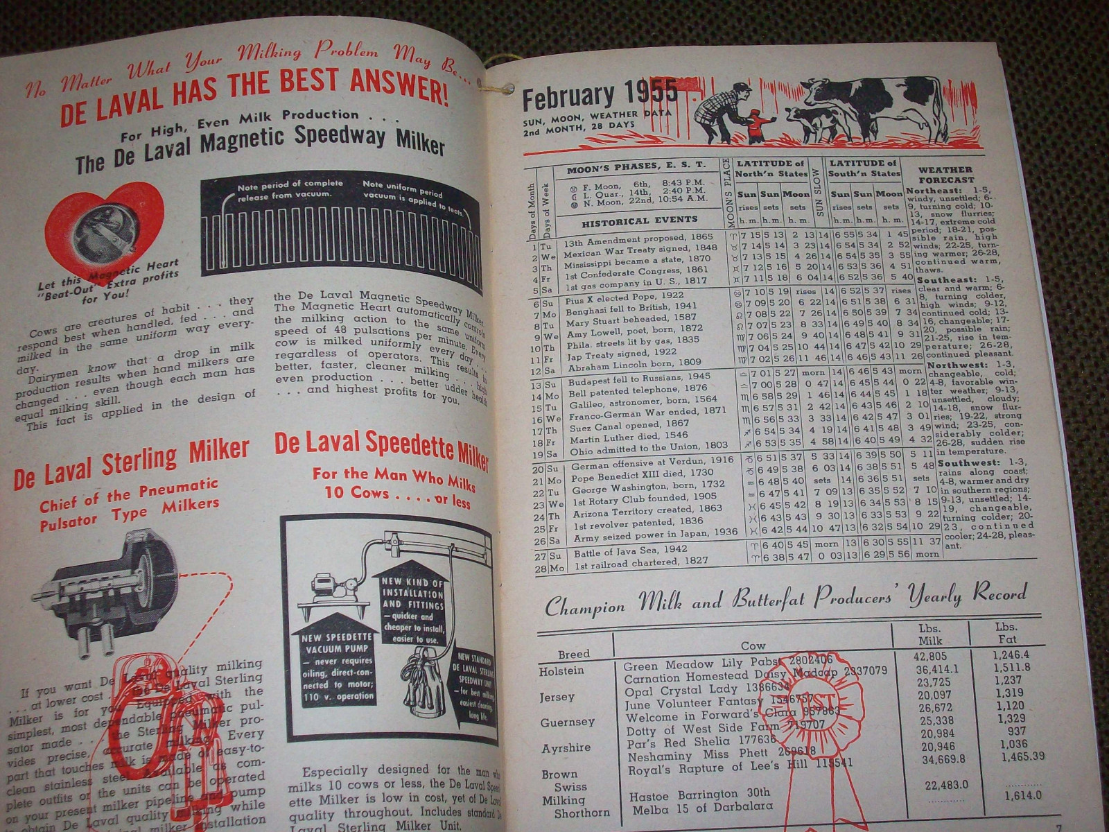 1955 De Laval Advertising Year Book Ivanhoe Minnesota Hoffman Hardware
