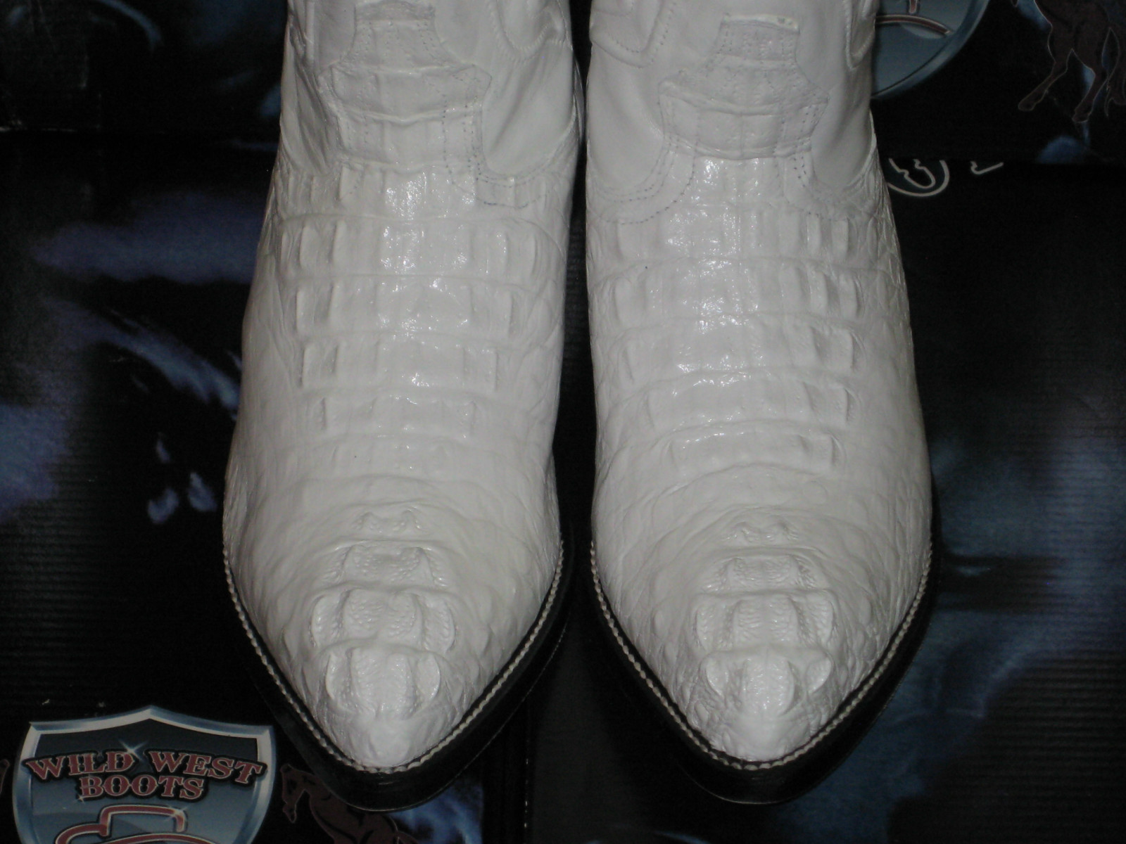Pre-owned Wild West Boots Wild West White Genuine Crocodile Hornback Western Cowboy Boot J-toe (d) 2990228