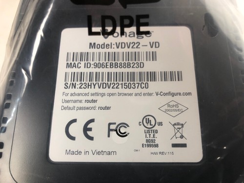 Vontage Digital Phone Service Adapter/Router VDV22-VD