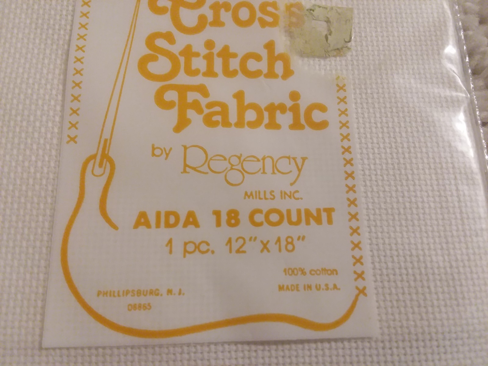 Regency Mills Cross Stitch Fabric Aida 18 Count White Cotton 12 x 18 USA Made