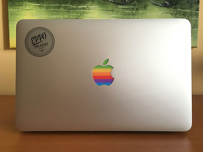 3x Apple Retro Regenbogen Leuchtende Logo Sticker Aufkleber Für Macbook Air Pro 