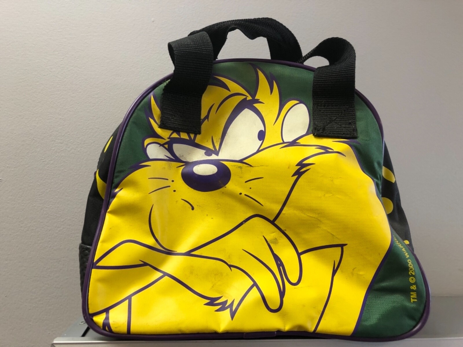 Vintage Looney Tunes Taz Youth Bowling Bag. Yellow Green