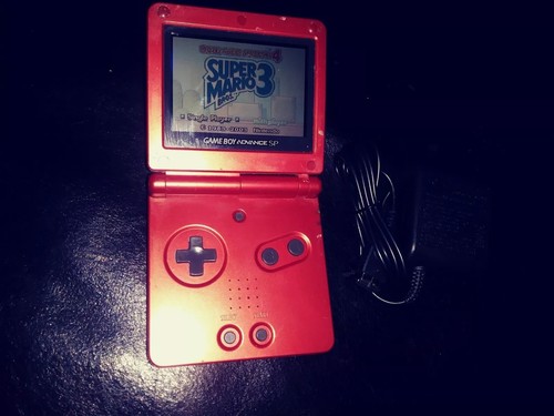 Red Nintendo GBA AGS 001 & Super Mario Bros 3 Super Mario Advance 4 GBA Charger