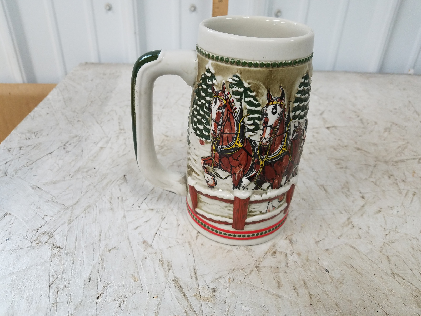 Anheuser Busch Budweiser Beer Mug Stein 1984 Clydesdales Covered Bridge