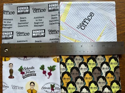 The Office Fabric Fat Quarter Bundle Set of 4 100% Cotton licensed 