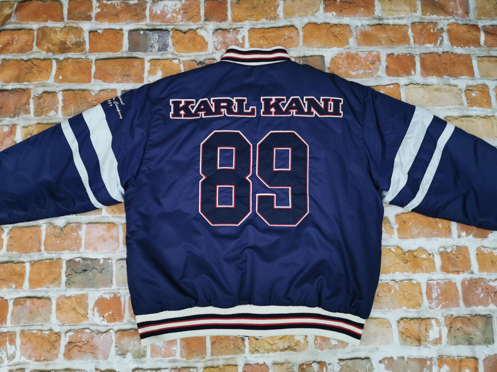 New Karl Kani 1989 Vintage Baseball USA Bomber Jacket Navy New Karl Kani 1989 Vintage Baseball USA Bomber Jacket Navy