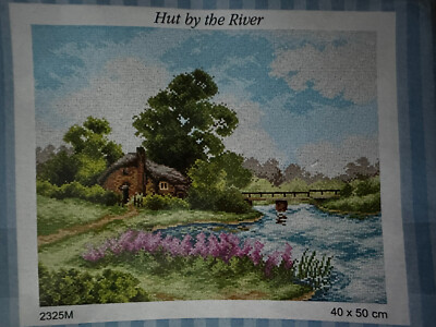 needlepoin tapestry Canvas  Only hut by the river Orchidea 2325 40x50 Cm