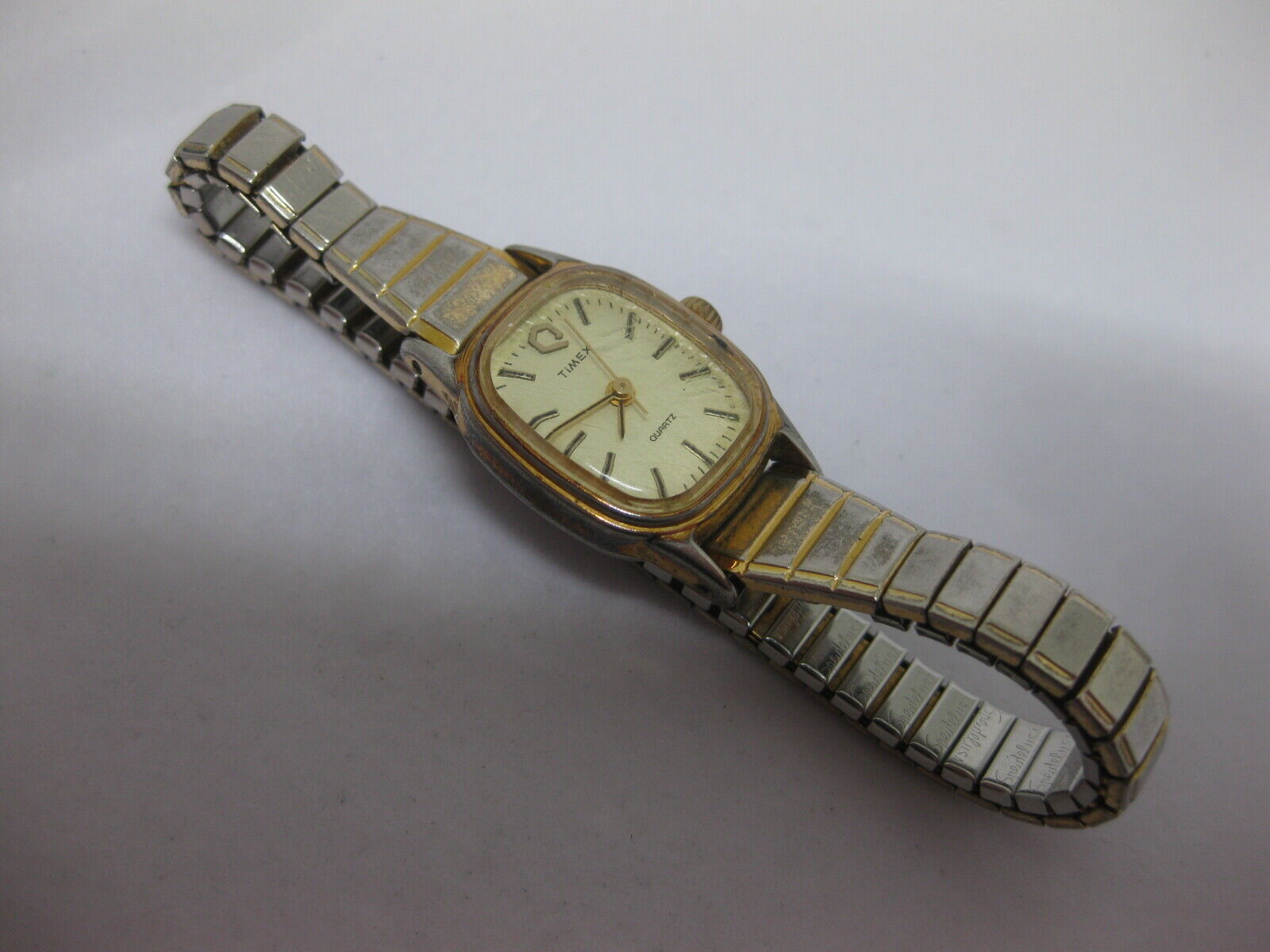 Vintage Timex S Cell Women's Square Face Gold Silver Tone Vintage Timex S Cell Women's Square Face Gold Silver Tone