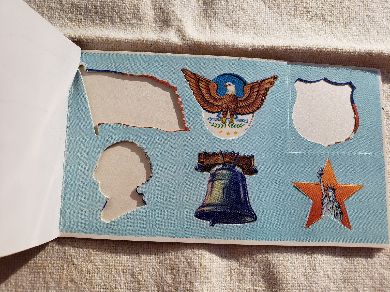 VINTAGE PATRIOTIC STICKERS BOOK BY DENNISON #8918 PREGUMMED PARTIAL BOOK