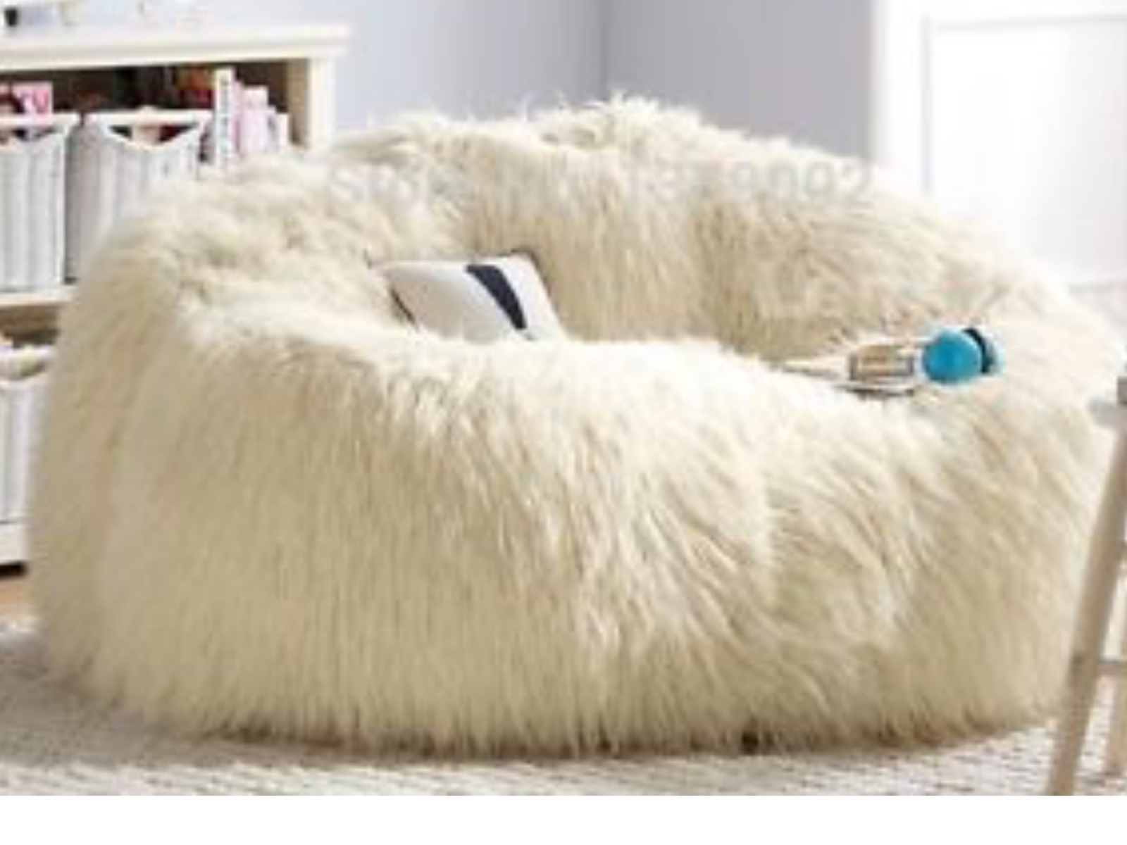 extra large shaggy ivory faux fur bean bag fur bean bag cover 150cm h x  125cm d