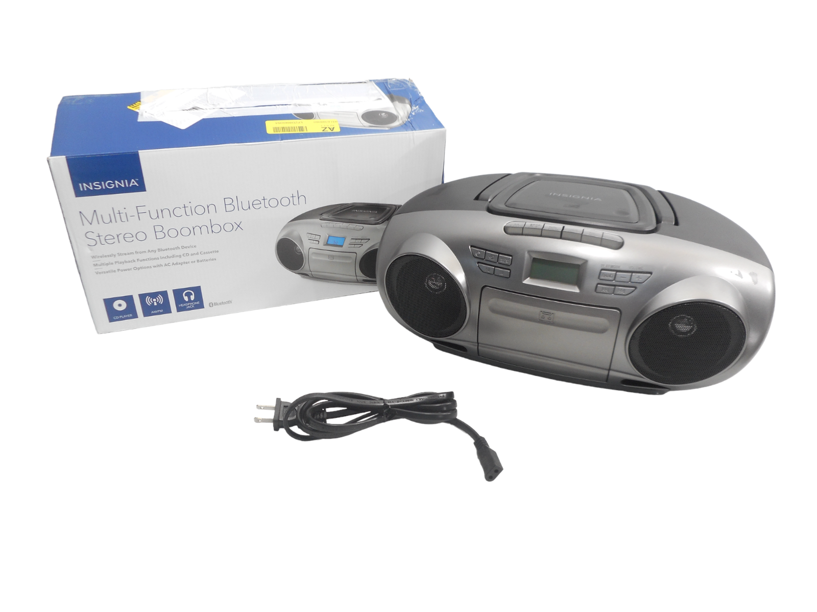 Insignia™ AM/FM Radio Portable CD Boombox with Bluetooth Silver/Black  NS-BBBT20 - Best Buy