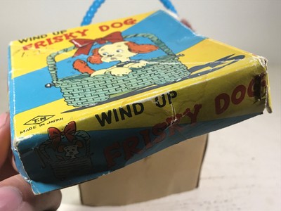60's Nomura Tin Litho & Plastic Wind-Up Frisky Dog Toy NIB works