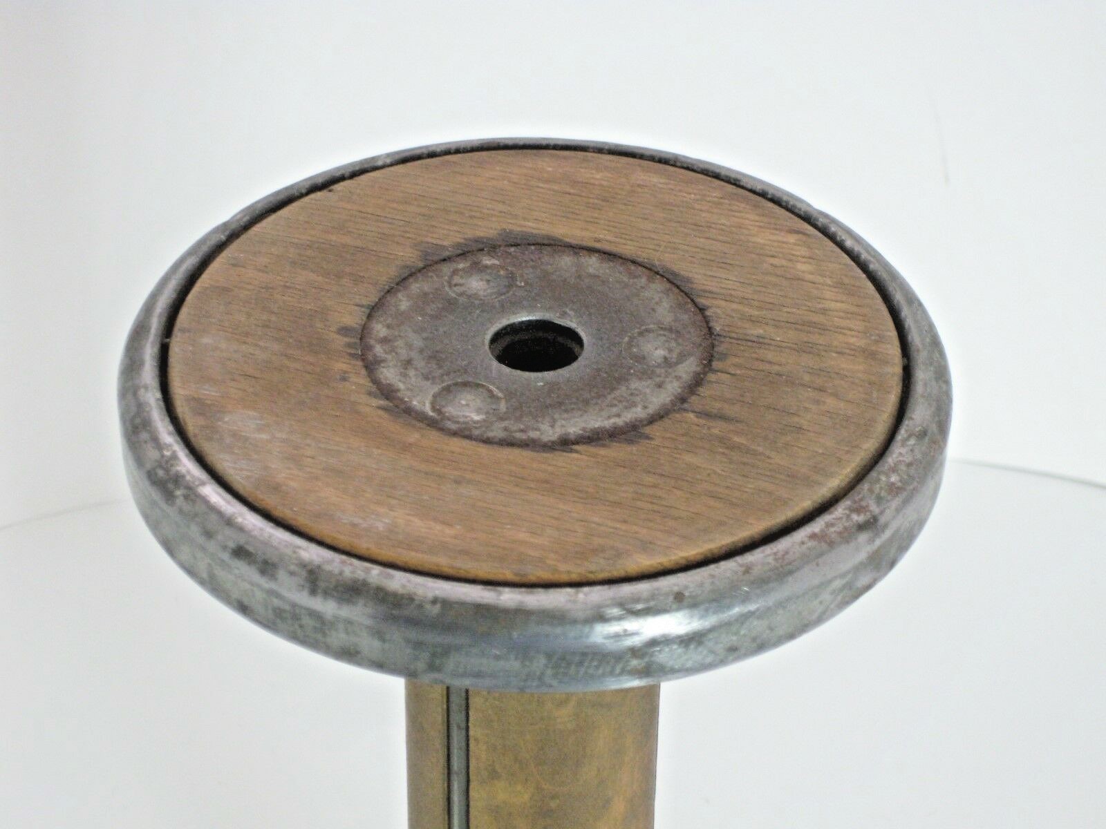 Spool Wood Wooden MetalThread Textile Candle Stick Holder Vtg Large 12