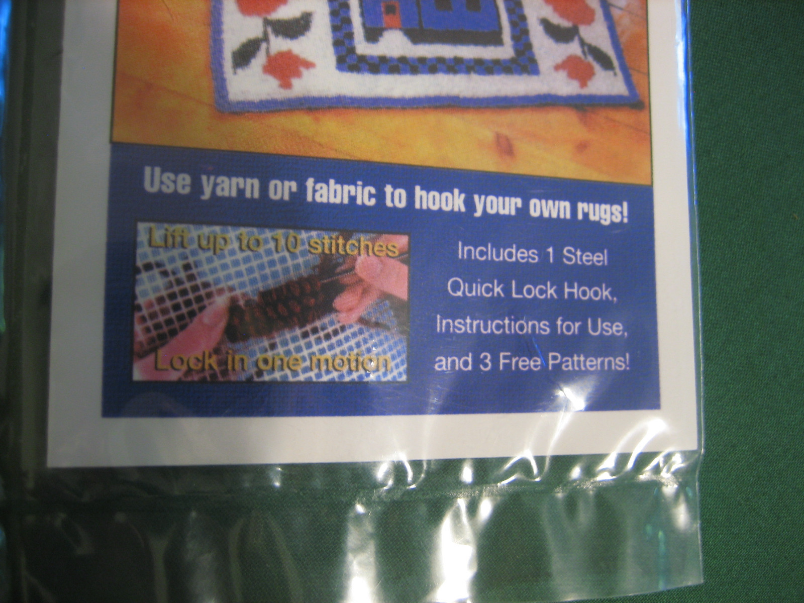 Wonder hook Quick Lock Hook Rug Works Hook and 3 patterns