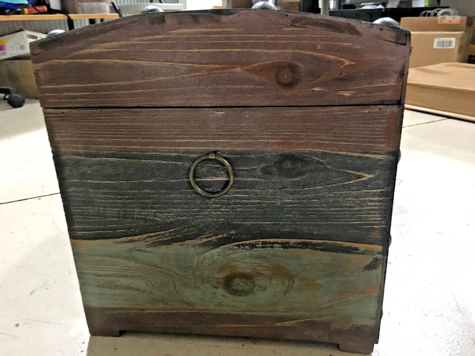 Household Essentials Stripped Weathered Wooden Storage Trunk Small E4