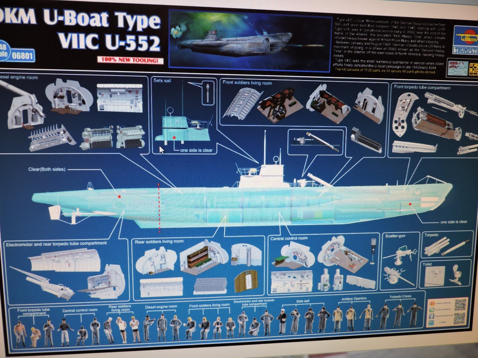 Trumpeter 1 48th Scale Ww2 German U Boat U 552