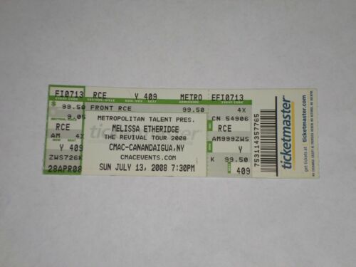 Melissa Etheridge Concert Ticket Stub-2008-"Come To My Window"-Canadaigua,NY